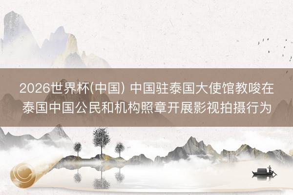 2026世界杯(中国) 中国驻泰国大使馆教唆在泰国中国公民和机构照章开展影视拍摄行为