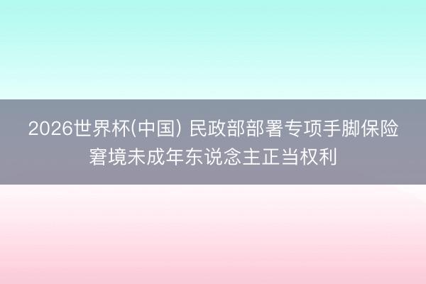 2026世界杯(中国) 民政部部署专项手脚保险窘境未成年东说念主正当权利