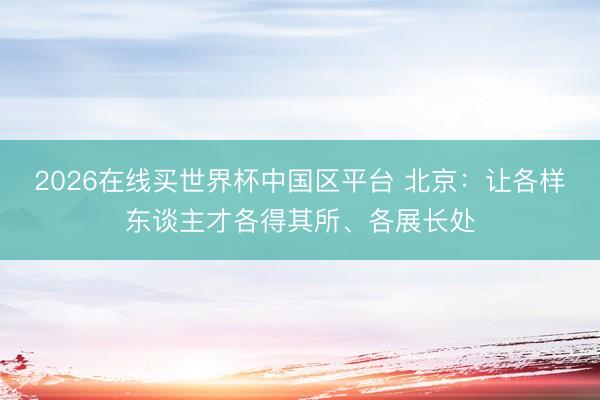 2026在线买世界杯中国区平台 北京:让各样东谈主才各得其所、各展长处