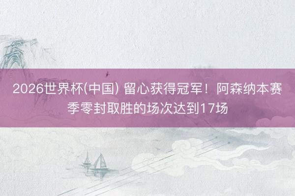 2026世界杯(中国) 留心获得冠军!阿森纳本赛季零封取胜的场次达到17场