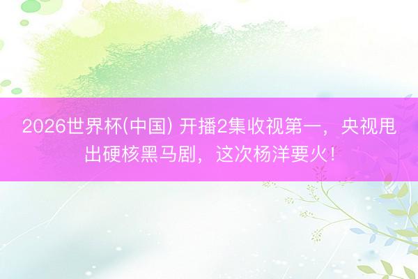 2026世界杯(中国) 开播2集收视第一,央视甩出硬核黑马剧,这次杨洋要火!