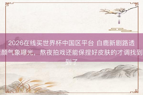 2026在线买世界杯中国区平台 白鹿新剧路透素颜气象曝光，熬夜拍戏还能保捏好皮肤的才调找到了