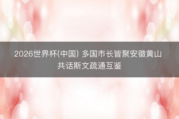 2026世界杯(中国) 多国市长皆聚安徽黄山 共话斯文疏通互鉴